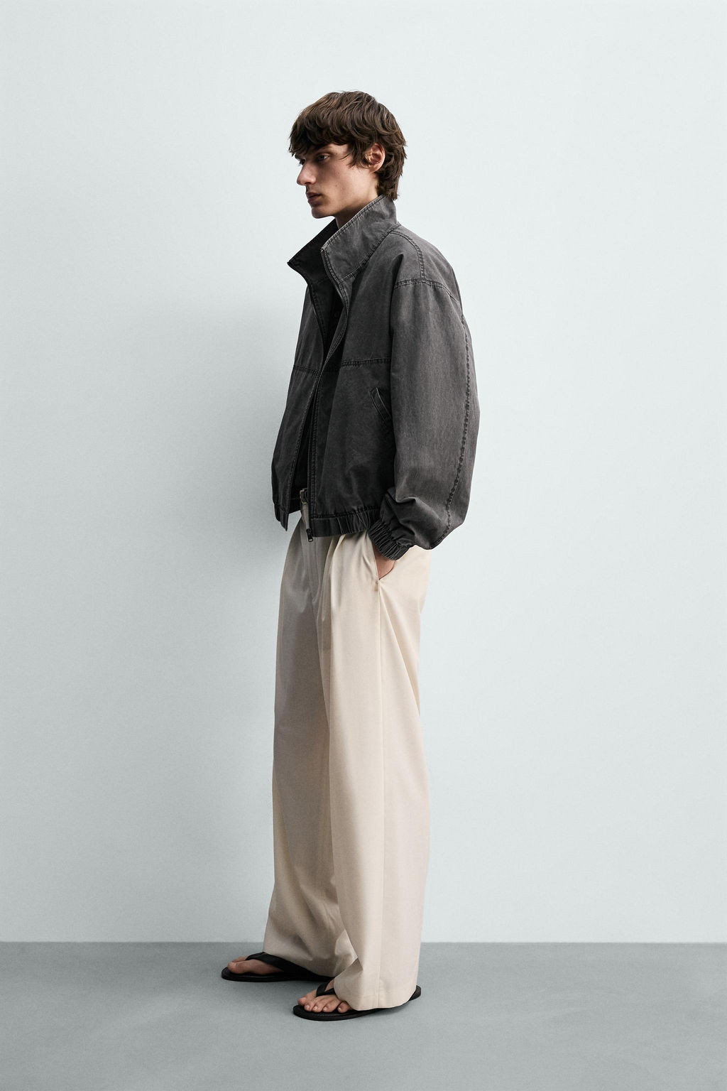 CAZADORA LAVADA CROPPED FIT / Gris antracita - Zara фото 4