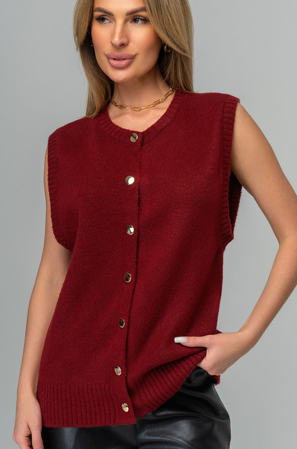 Женский вязаный жилет Happyfox