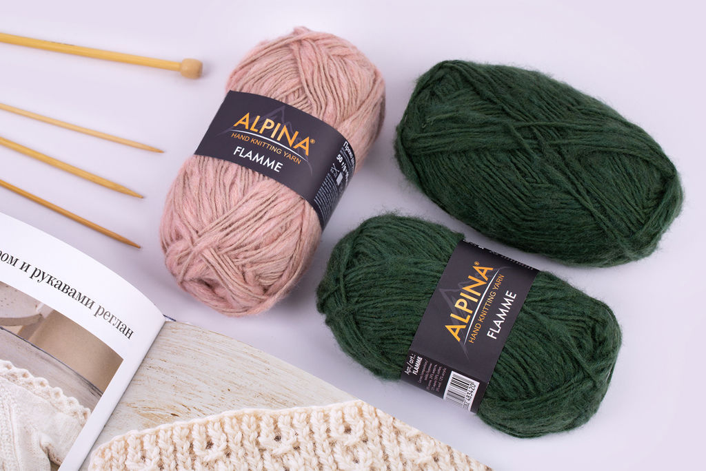 Пряжа ALPINA FLAMME 59% хлопок, 29% шерсть, 12% акрил 10 шт. х 50 г 90 м  5 м