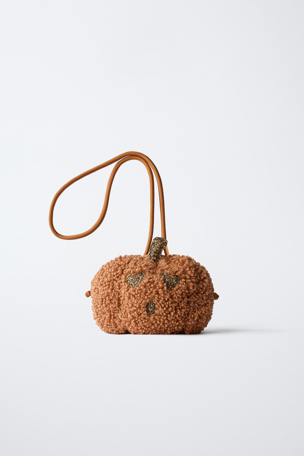 FAUX SHEARLING PUMPKIN CROSSBODY BAG