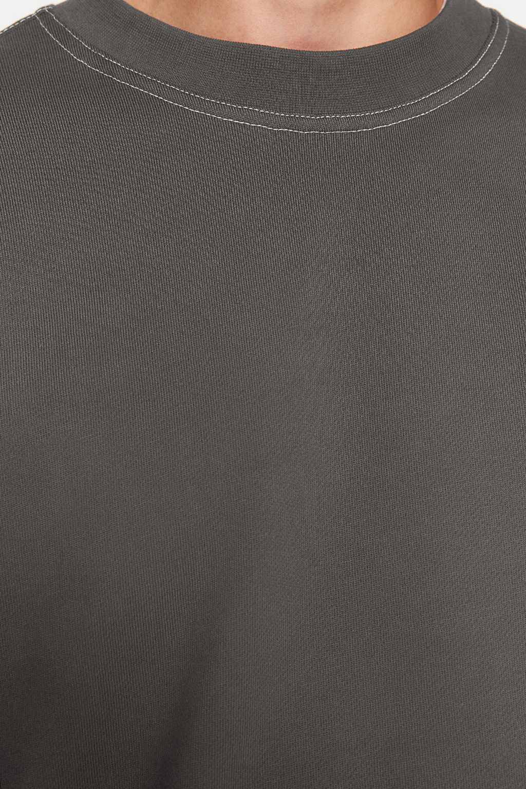 Antrasit Oversize/Genis Kesim Kontrast Dikis Detayl? Bisiklet Yaka Sweatshirt TMNAW24SW00011