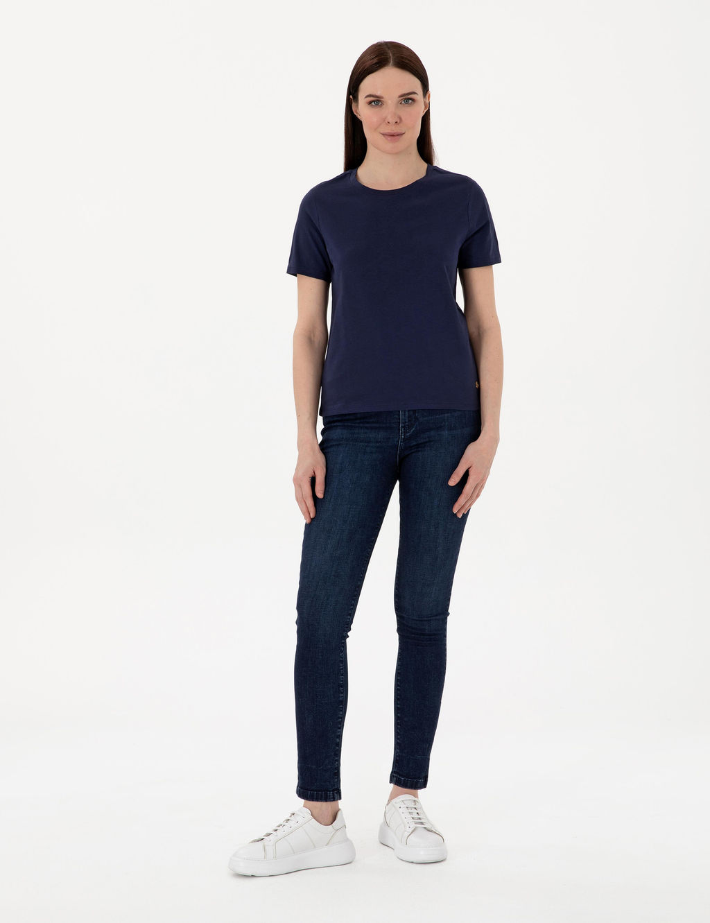 Lacivert Regular Fit Bisiklet Yaka Basic Ti__rt
