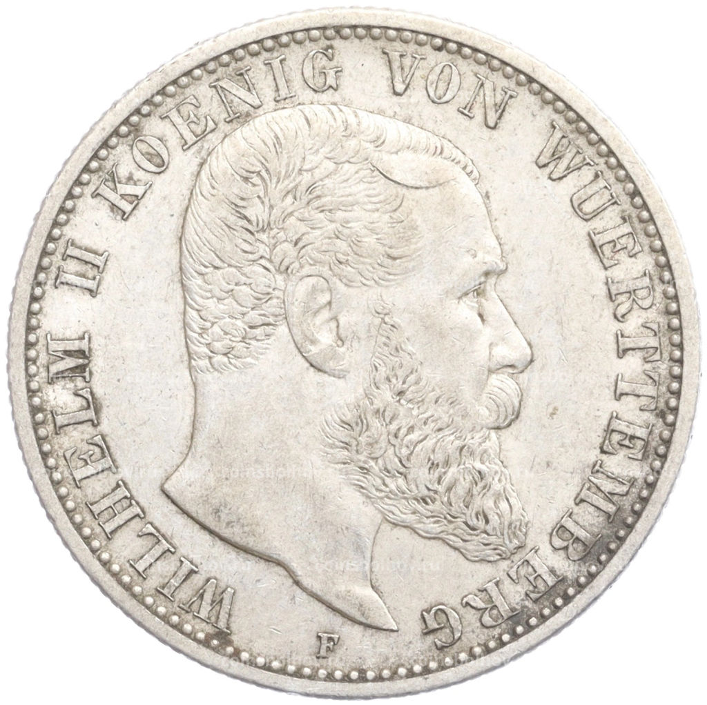2 марки 1907 года F Германия (Вюртемберг)