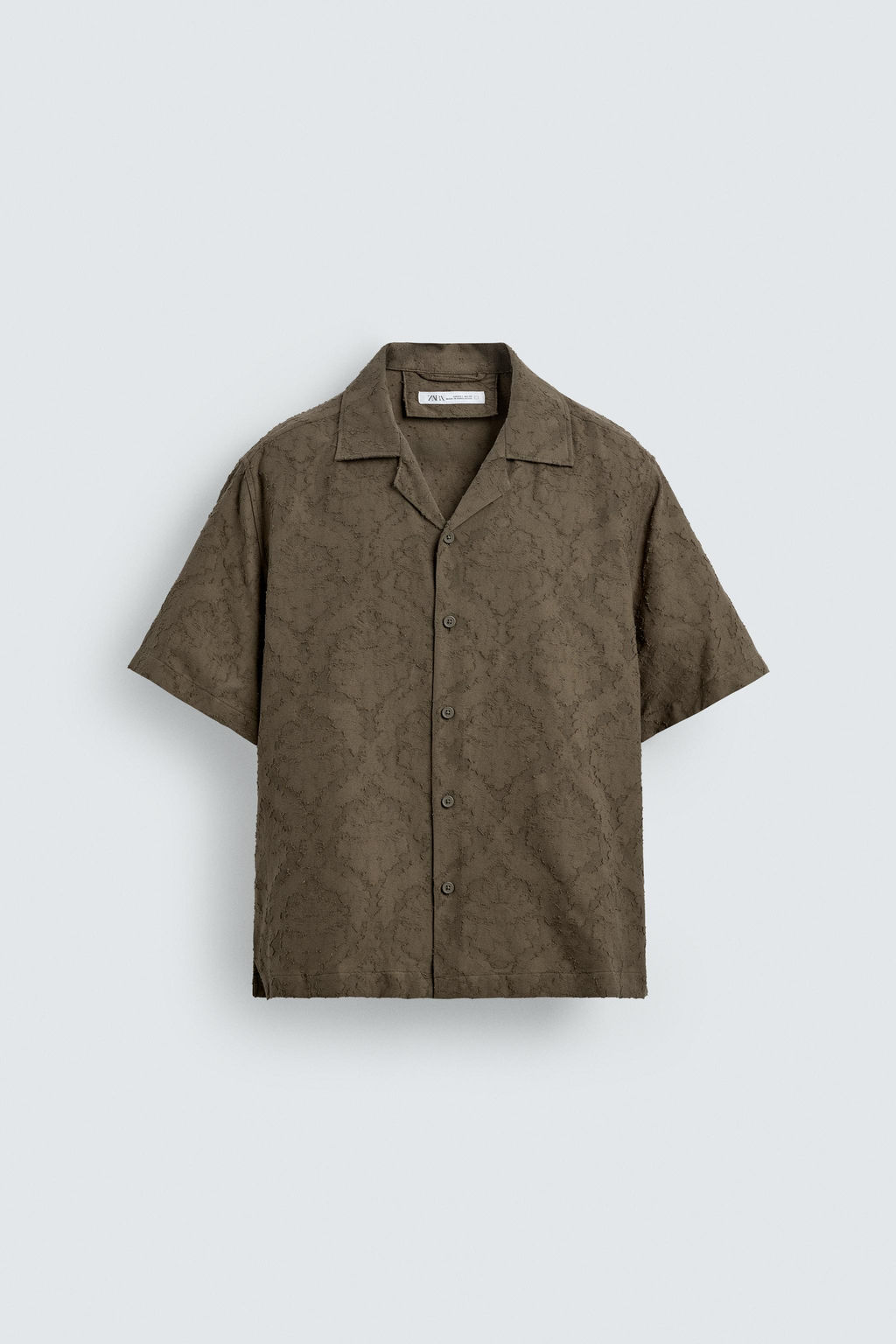 CAMISA RELAXED FIT JACQUARD TEXTURA / kaki-med - Zara фото 8