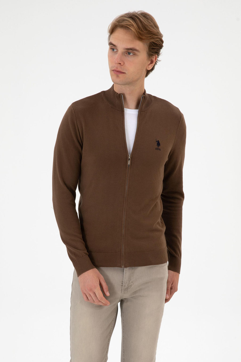 Erkek Slim Fit Kahverengi Triko H_rka - U.s. polo assn фото 8