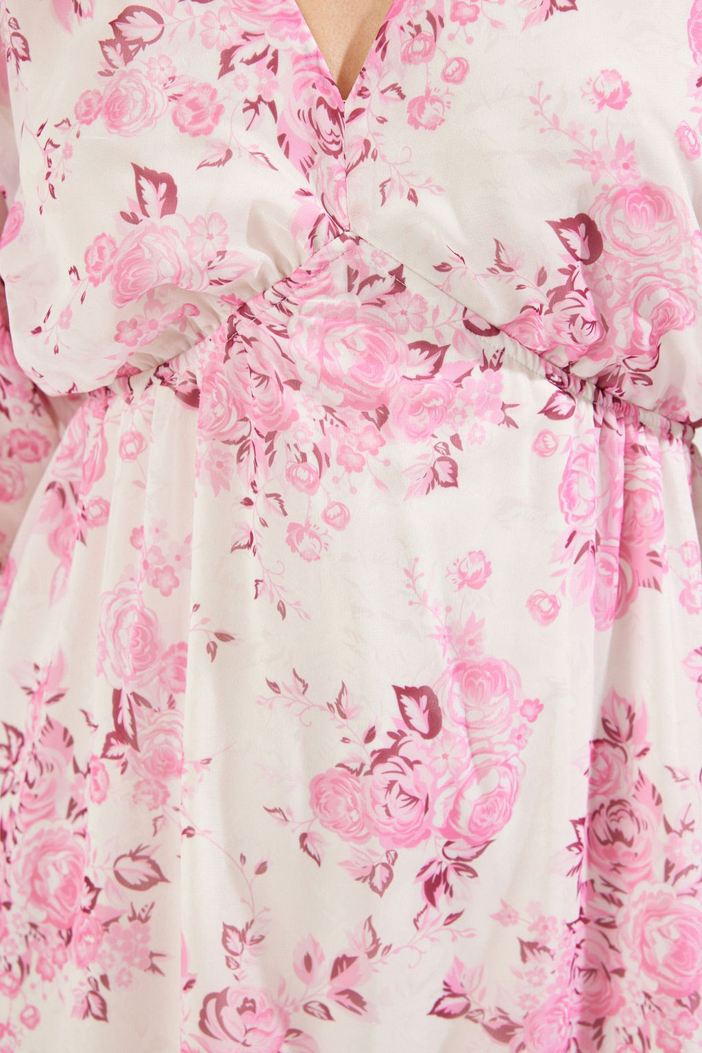 Pembe Soyut Desenli Etegi Belden Ac?lan Maxi Sifon Astarl? Dokuma Elbise TWOSS24EL00611 - Trendyolmilla фото 4