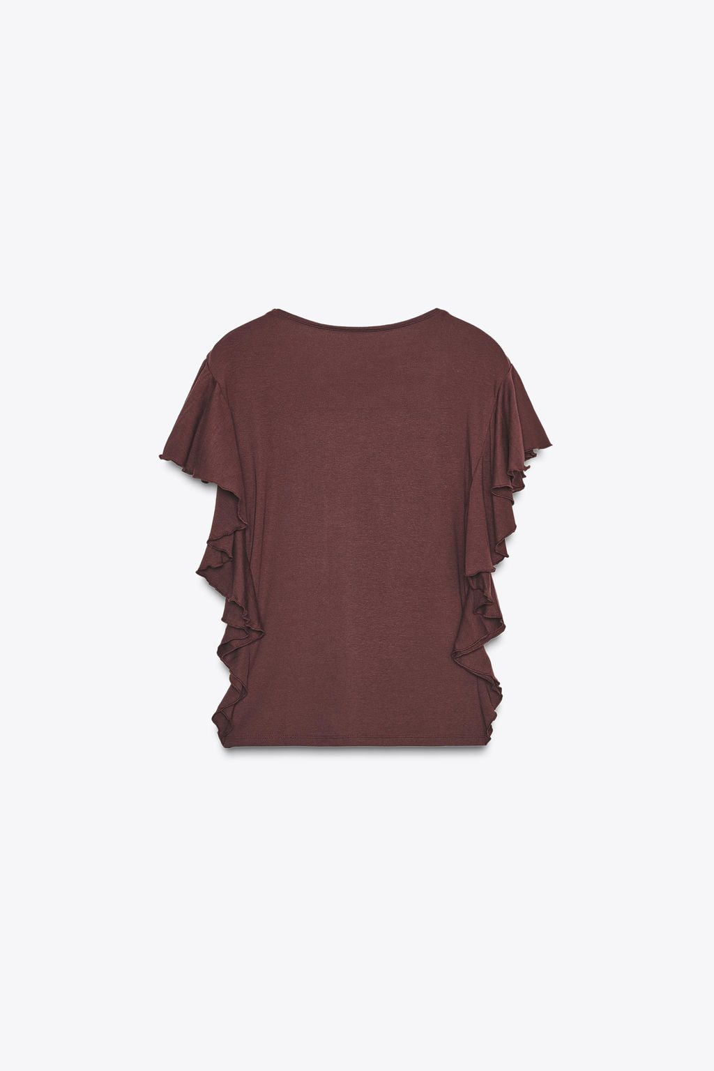 T-SHIRT WITH RUFFLE SLEEVES - Zara фото 6