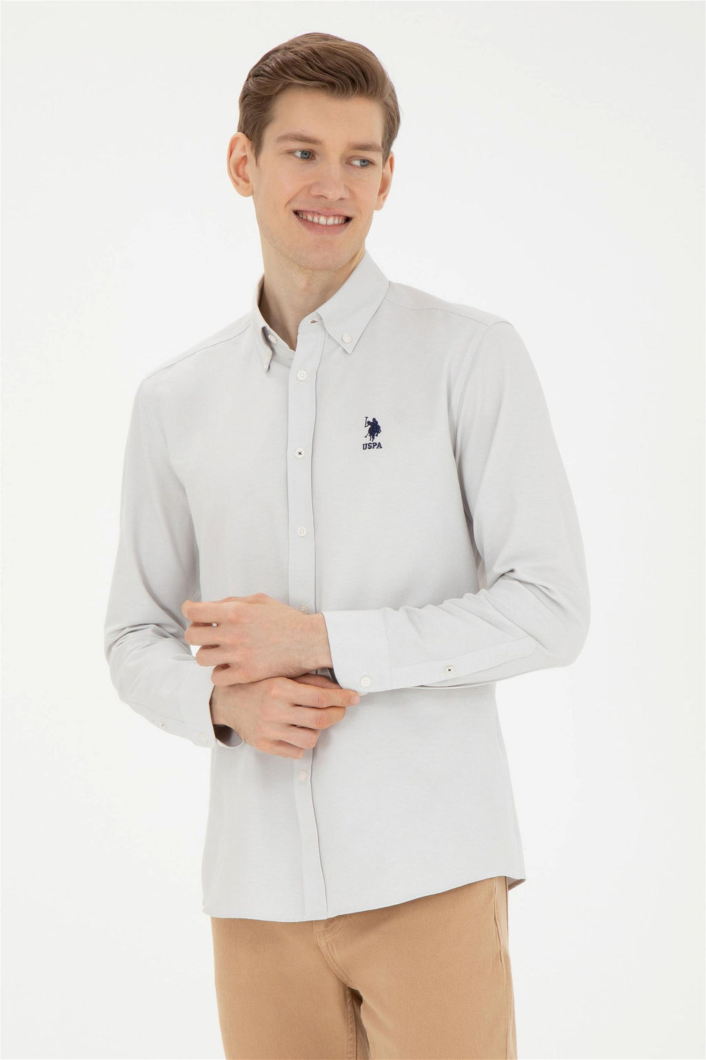 U. S. Polo Assn / Мужская базовая рубашка с длинным рукавом Stone - U.s. polo assn фото 3
