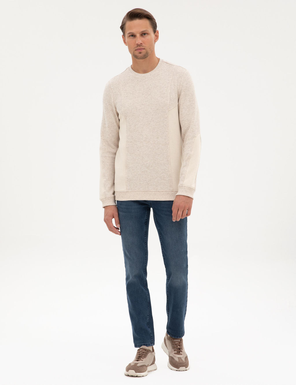 Bej Regular Fit Sweatshirt - Pierre cardin фото 4