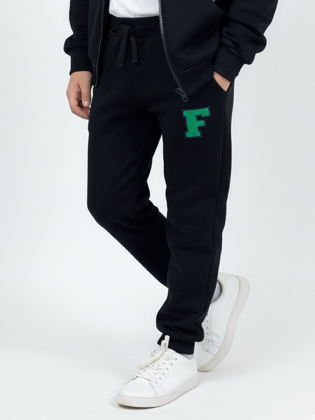 Брюки для мальчика штаны спортивные 22-7313 черный|зеленый - Mini maxi фото 2