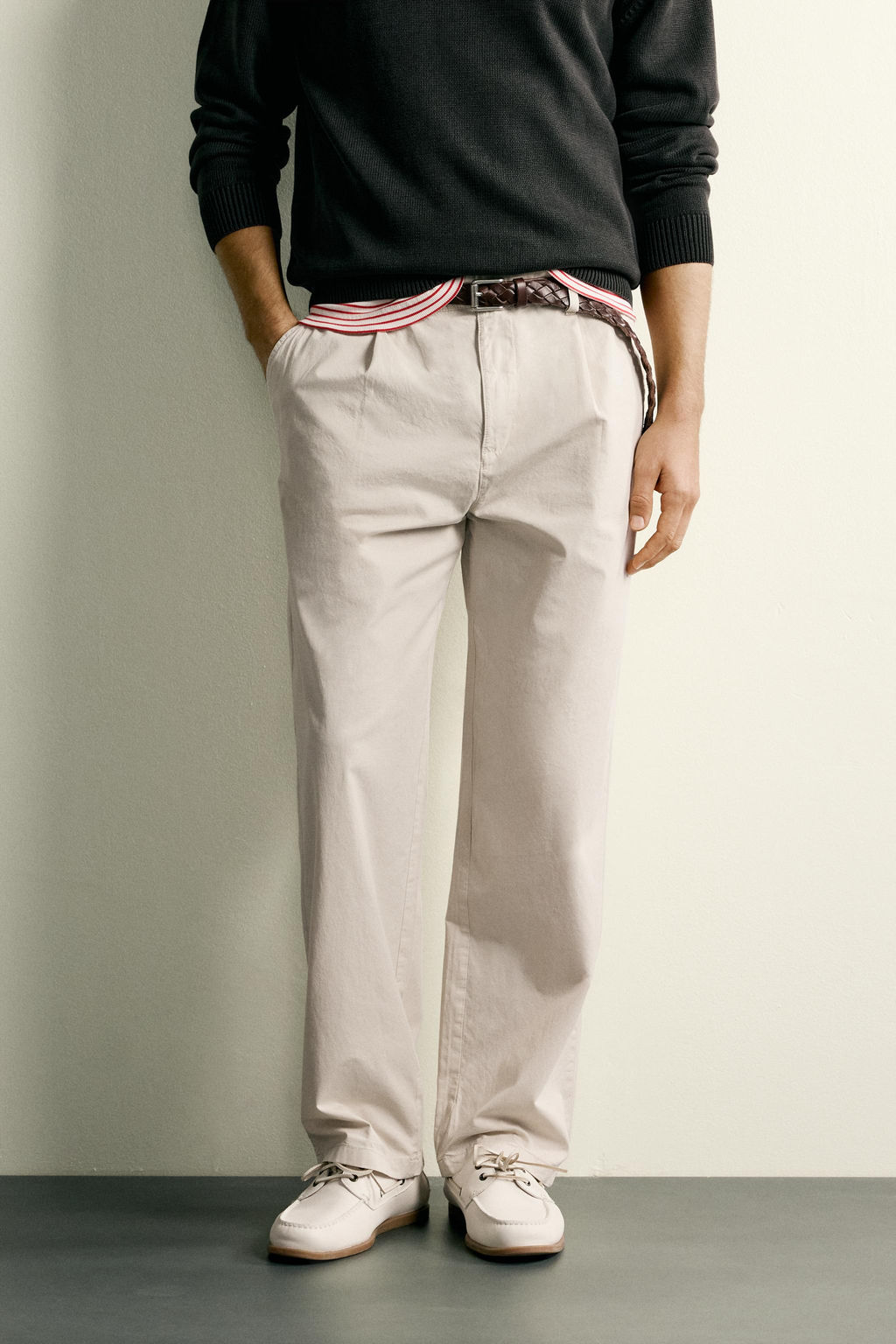 PANTAL?N CHINO STRAIGHT FIT PLIEGUES / Crudo - Zara фото 2