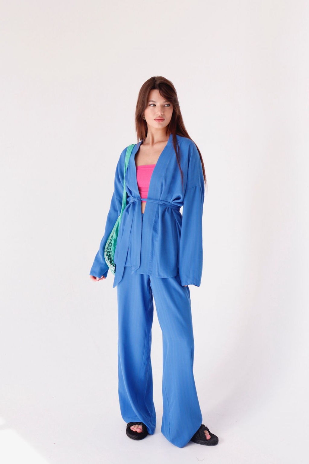 9513 Костюм из кимоно и брюк-палаццо в цвете электрик - Martichelli фото 11
