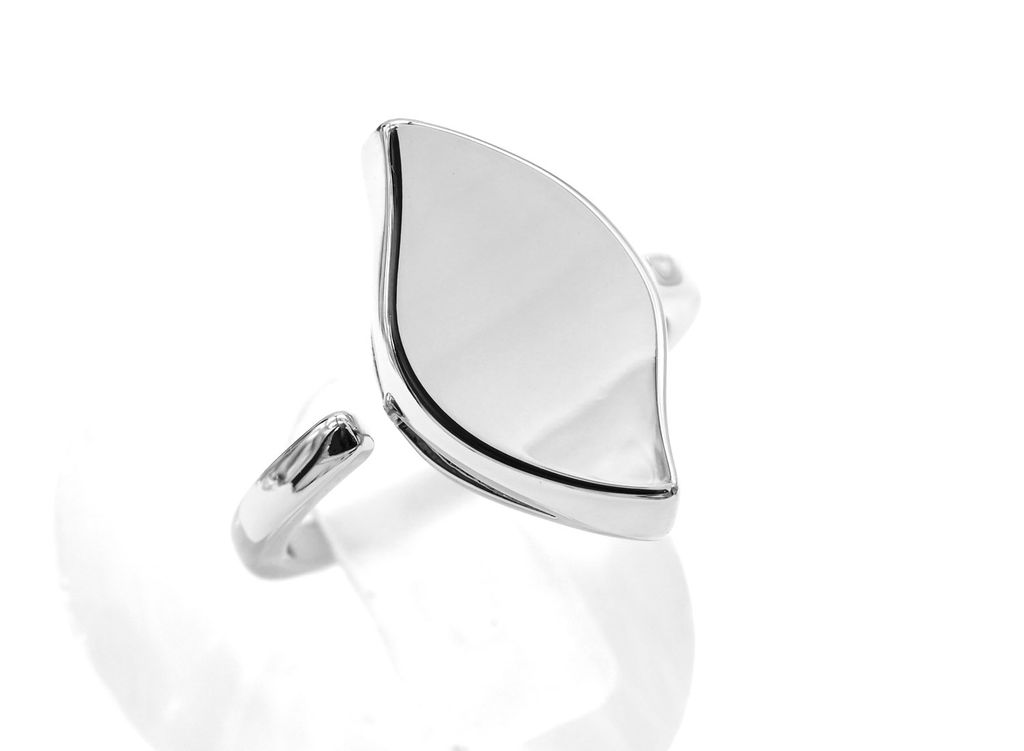 Кольцо Лепесток серебристое