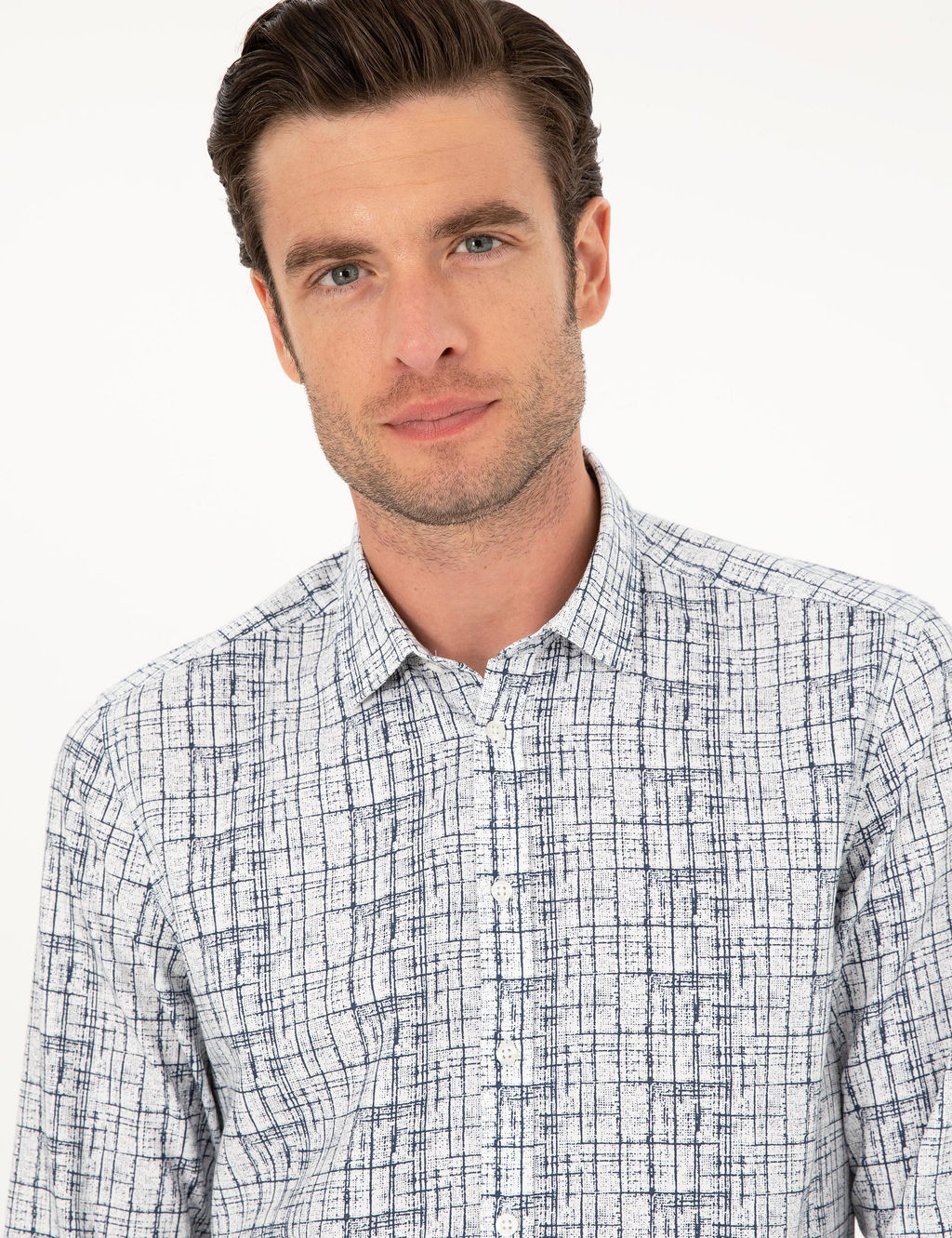 Темно-синяя приталенная рубашка с длинным рукавом - Cacharel фото 2