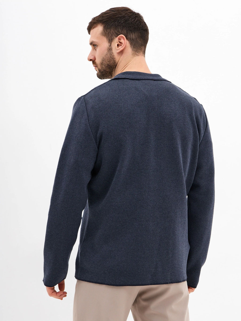 Кардиган мужской GREG G136-KF- полоса 1*1 (т.синий меланж 630/530)  фото 2