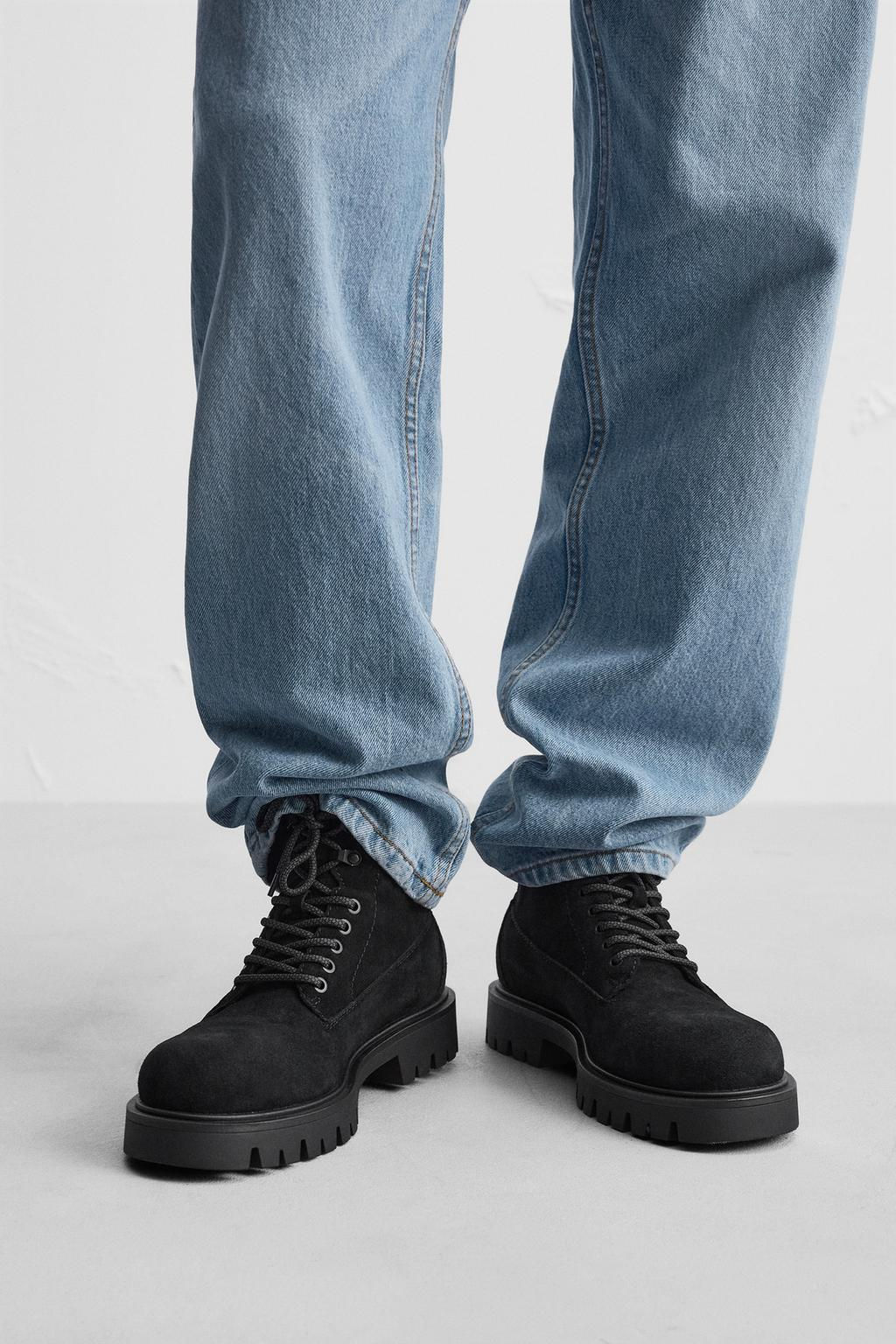 LACE-UP LEATHER BOOTS - Zara фото 11