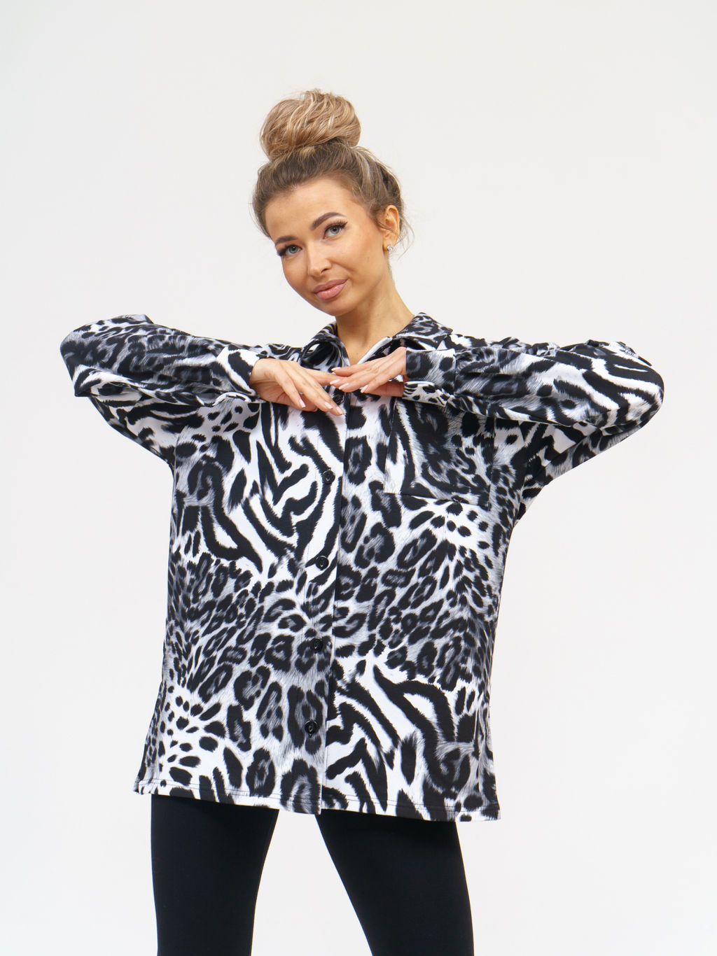 942 Туника-Рубашка "Лео/серый"