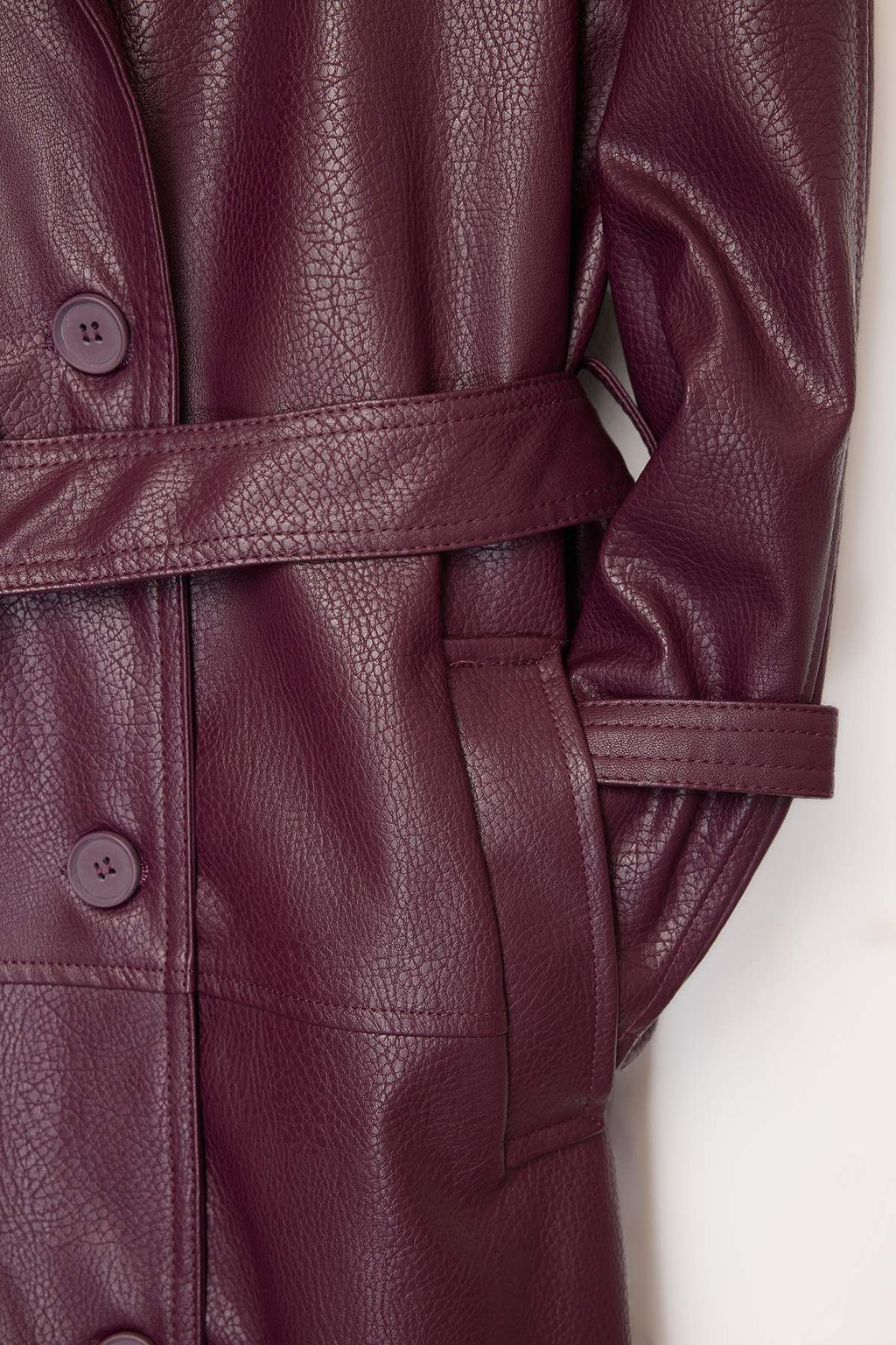 Limited Edition Bordo Kemerli Oversize Trenckot TWOAW25TR00003 - Trendyolmilla фото 6