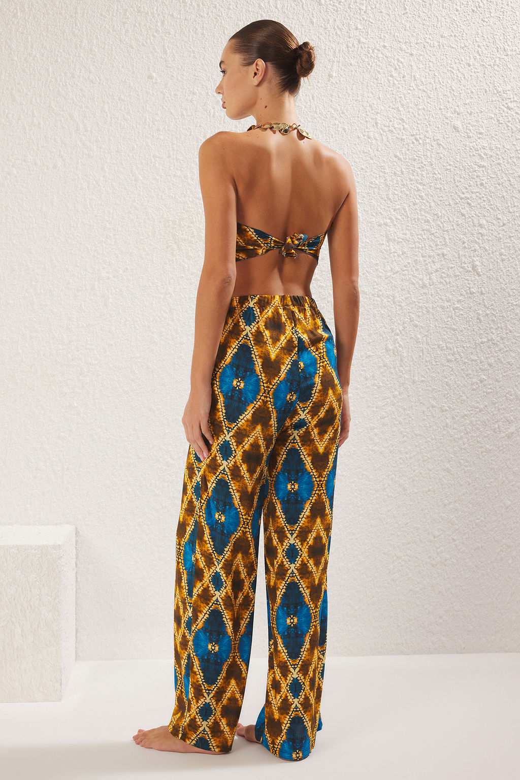 Etnik Desenli Desenli Dokuma Bluz Pantolon Plaj Tak?m TBESS24AU00017