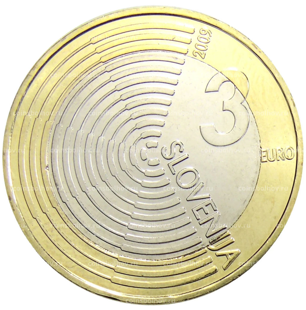 Монета 3 евро 2009 года Словения 100 лет первому авиаполету
