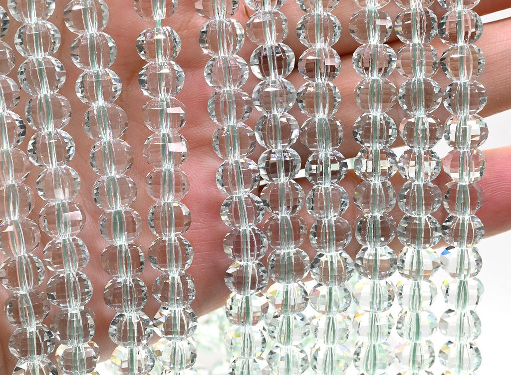 Граненые бусины из циркона рондель 8*5мм цв.хрусталь, 39см, 65 бусин Радуга камня