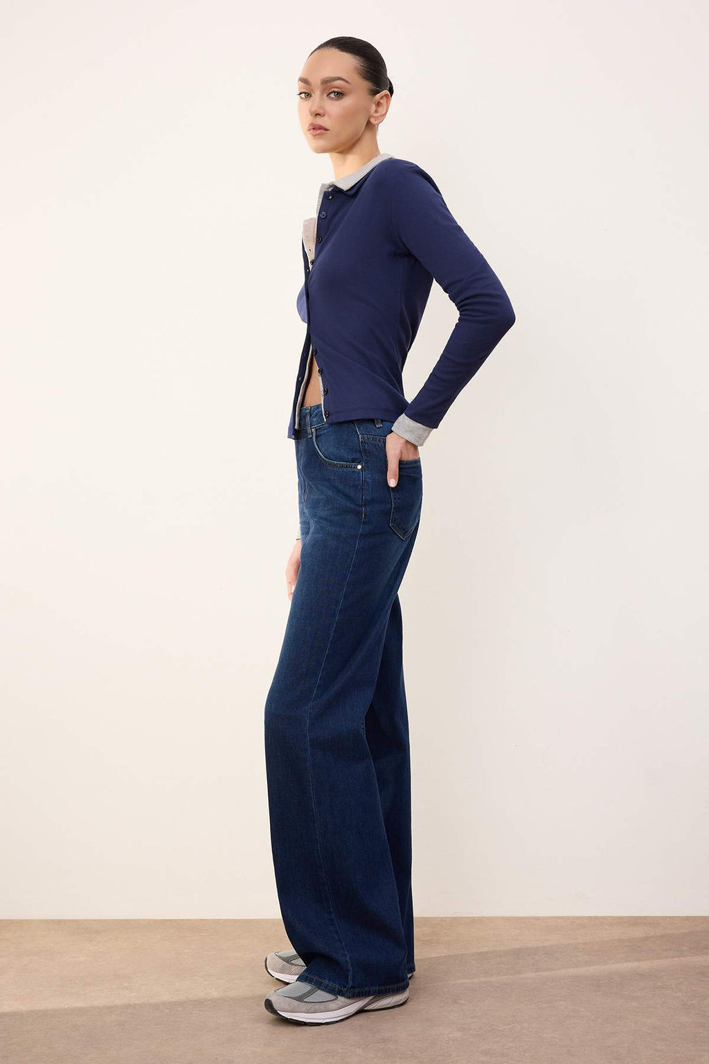 Trendyolmilla Wardrope Essentials Antrasit DOKUMLU Yuksek Bel Wide Leg Jeans TWOSS26JE00128 фото 15