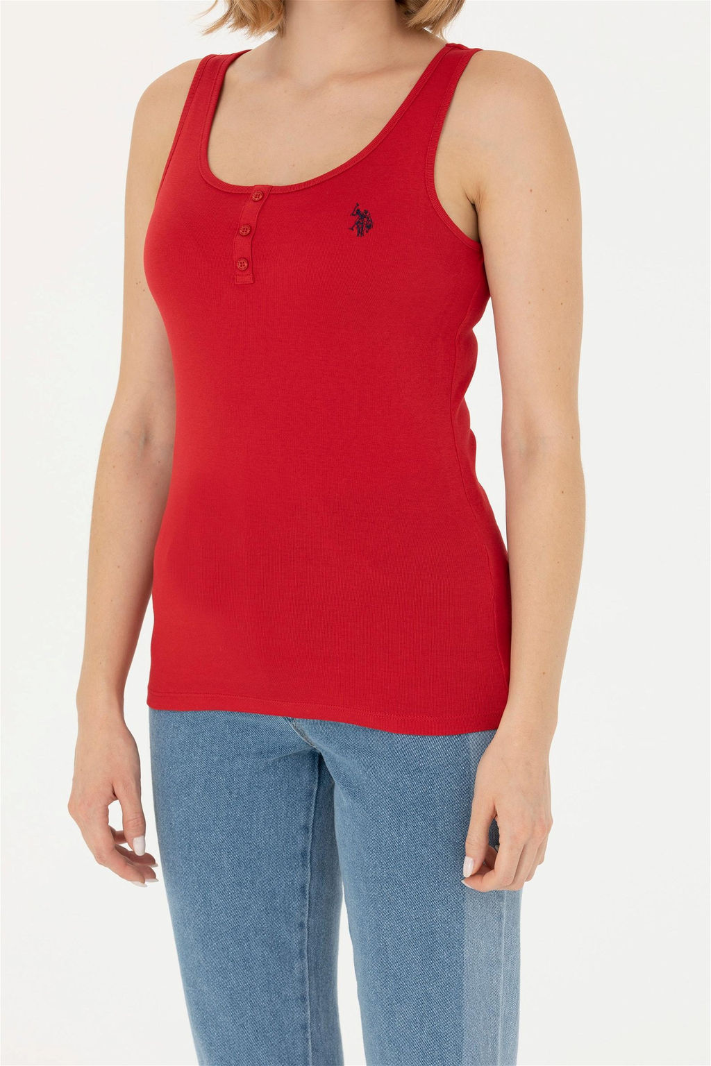 Женская красная базовая футболка - U.s. polo assn фото 6