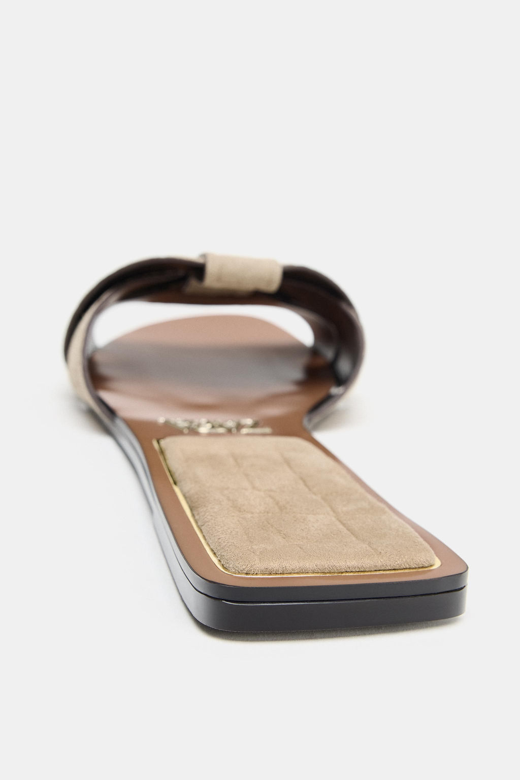 SANDALIA PLANA PIEL CRUZADA / Marr?n Arena - Zara фото 6