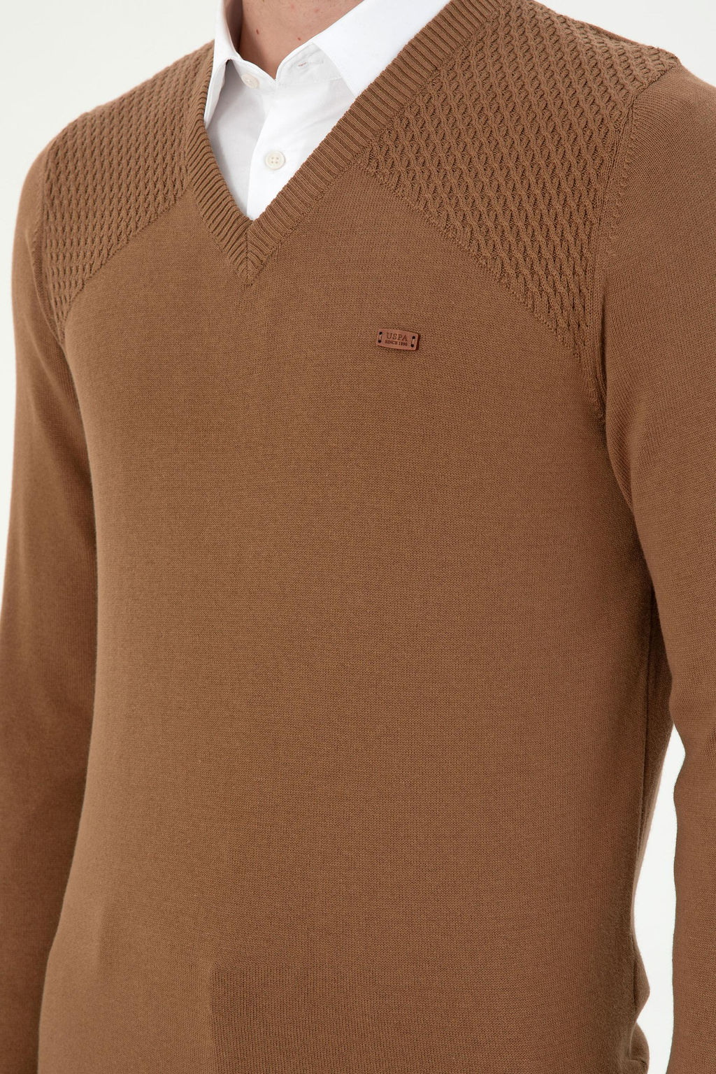 Мужской меланжевый свитер цвета хаки Неожиданная скидка в корзине - U.s. polo assn фото 7