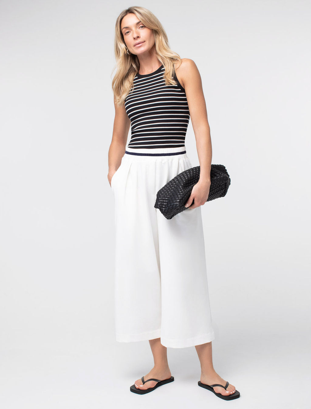 Брюки Vilatte D44.141 из хлопка с эластаном белый  фото 5