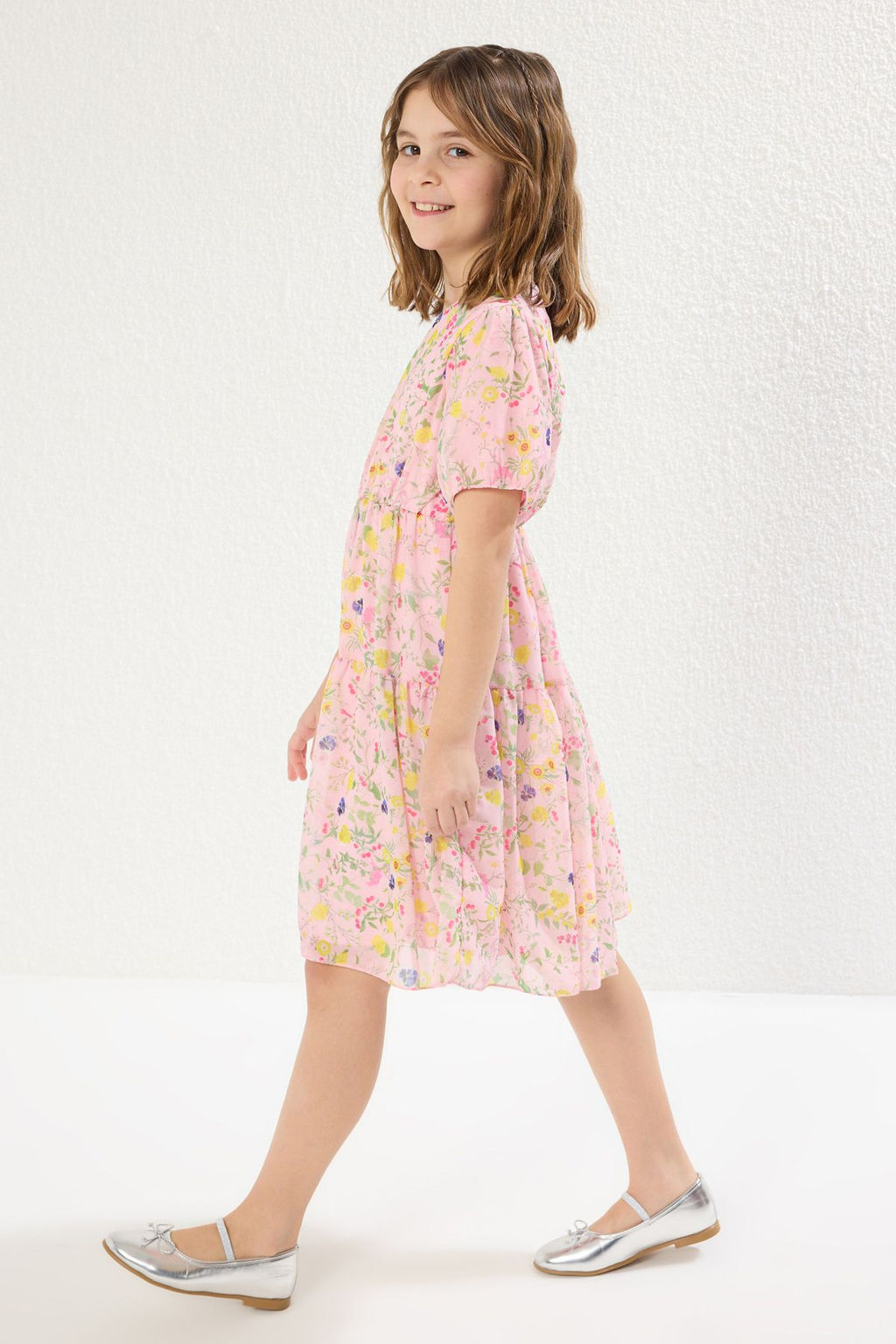 Pembe K?z Cocuk Mini Me Cicekli Dokuma Anne-K?z Bayraml?k Elbise TKDSS25EL00056 - Trendyolmilla фото 3