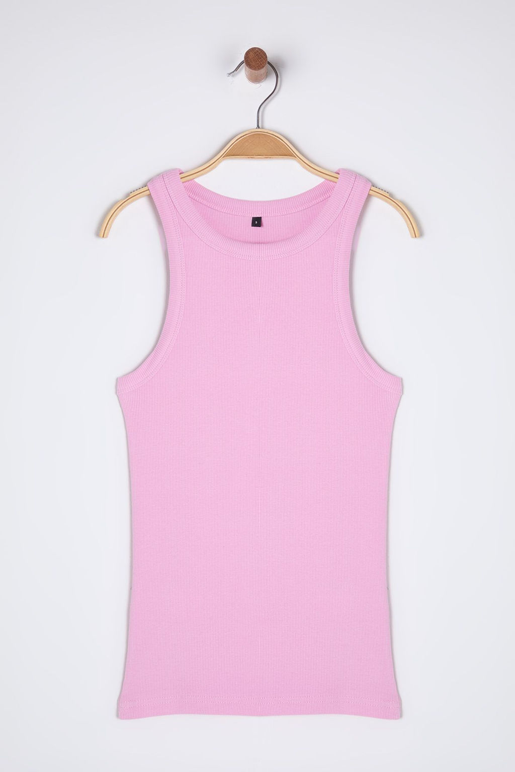 Pembe Vucuda Oturan Regular Boy Halter Yaka Fitilli Pamuklu Esnek Orme Atlet TWOSS24AL00002