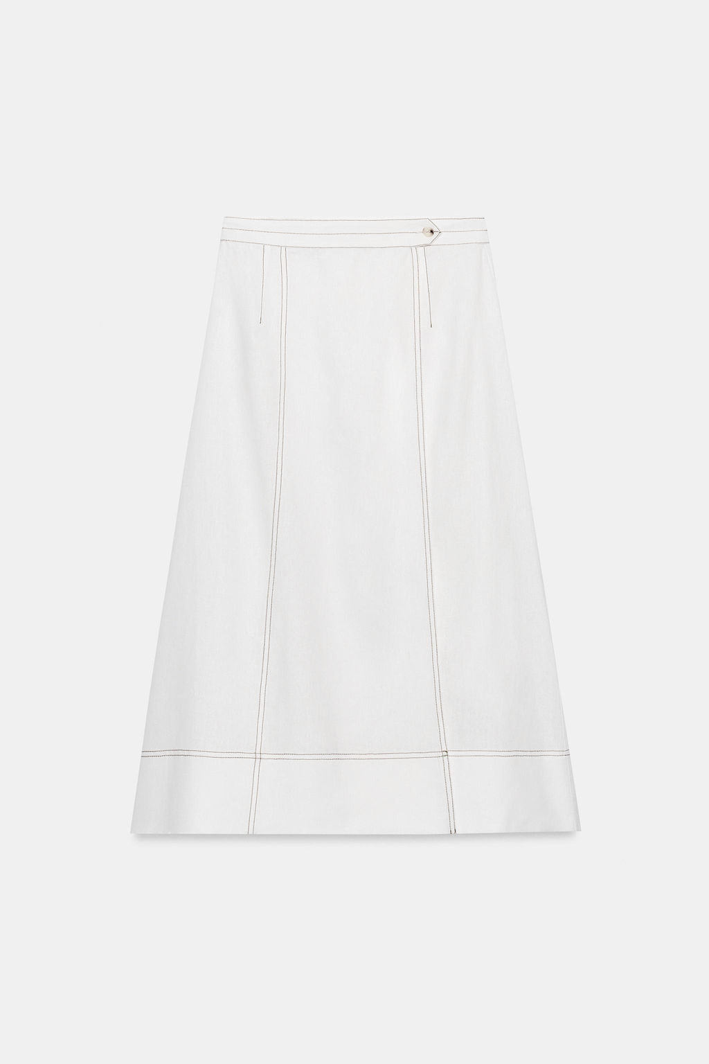 FALDA CRUZADA PESPUNTES CON LINO / Blanco - Zara фото 2