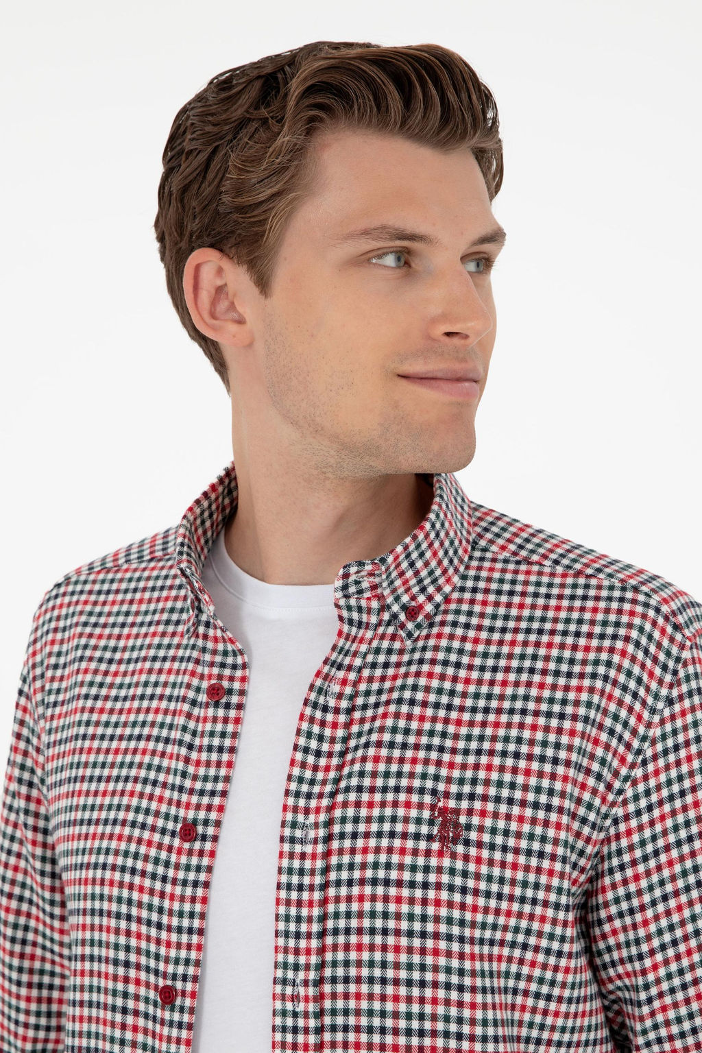 Мужская красная рубашка с длинным рукавом Неожиданная скидка в корзине - U.s. polo assn фото 2