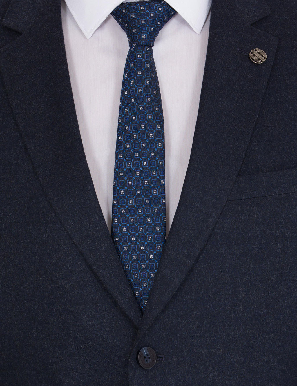 Lacivert Slim Fit Tak_m Elbise