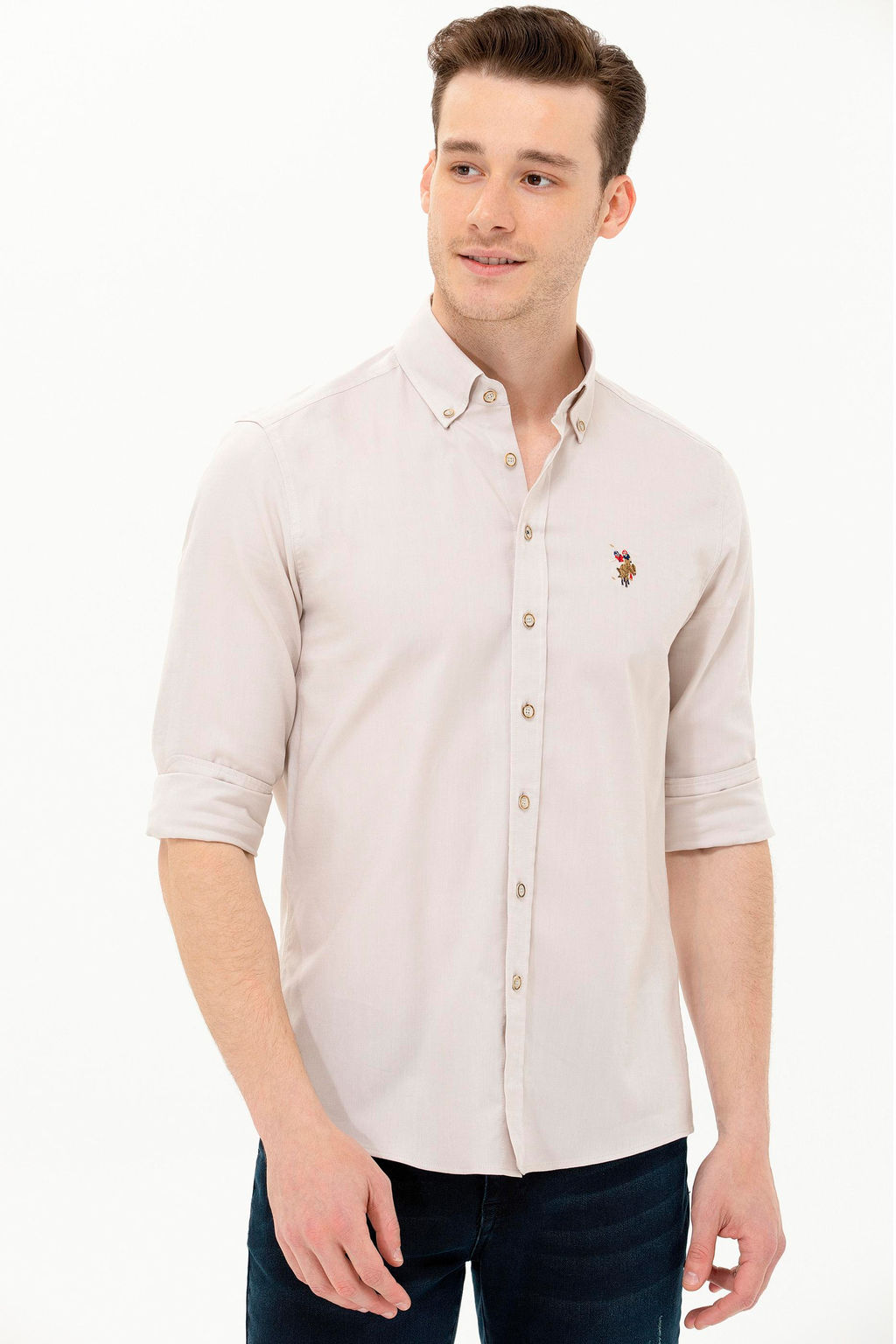 U. S. Polo Assn / Мужская базовая рубашка с длинным рукавом Stone - U.s. polo assn фото 2