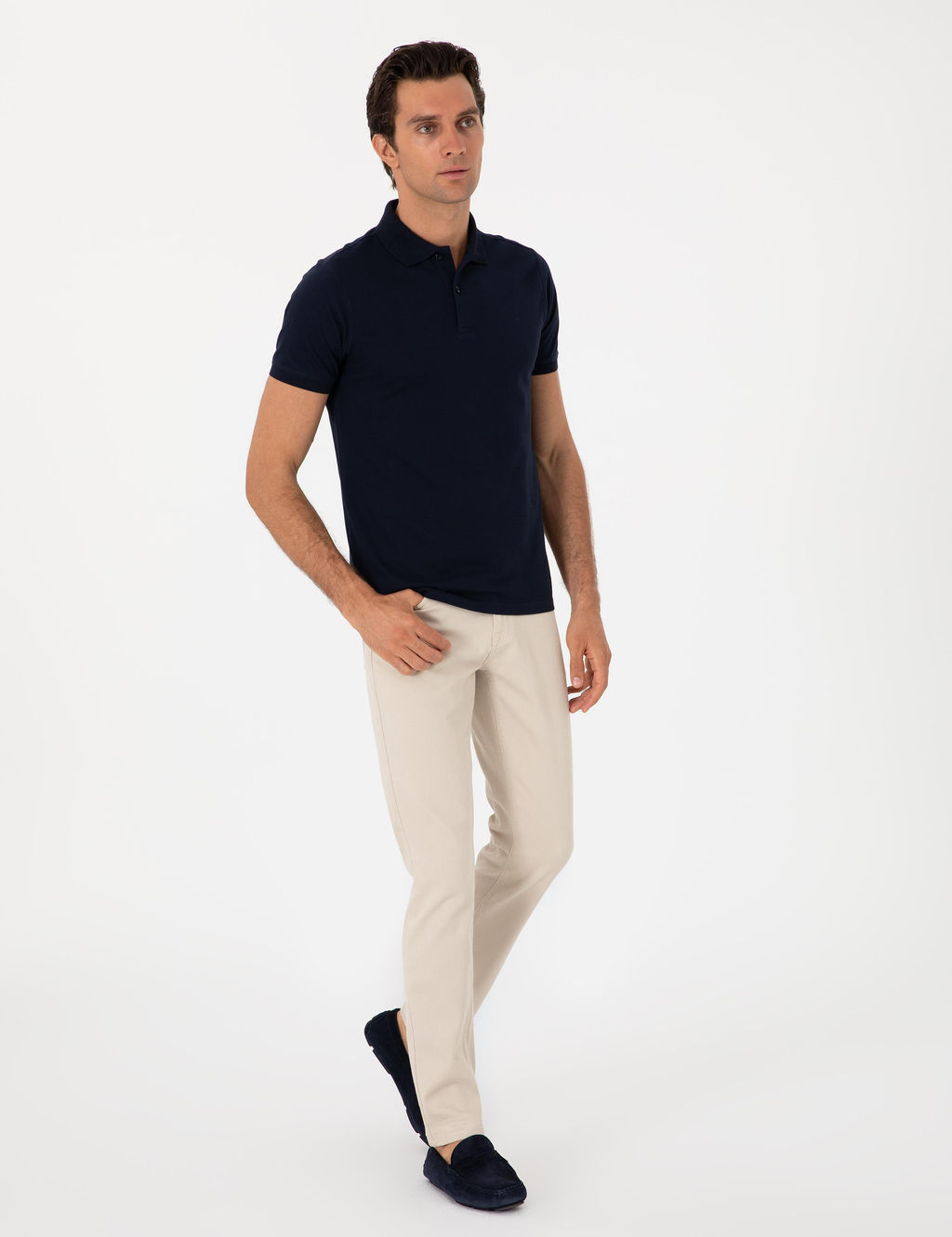 Lacivert Slim Fit %100 Pamuk Polo Yaka T-shirt - Cacharel фото 4
