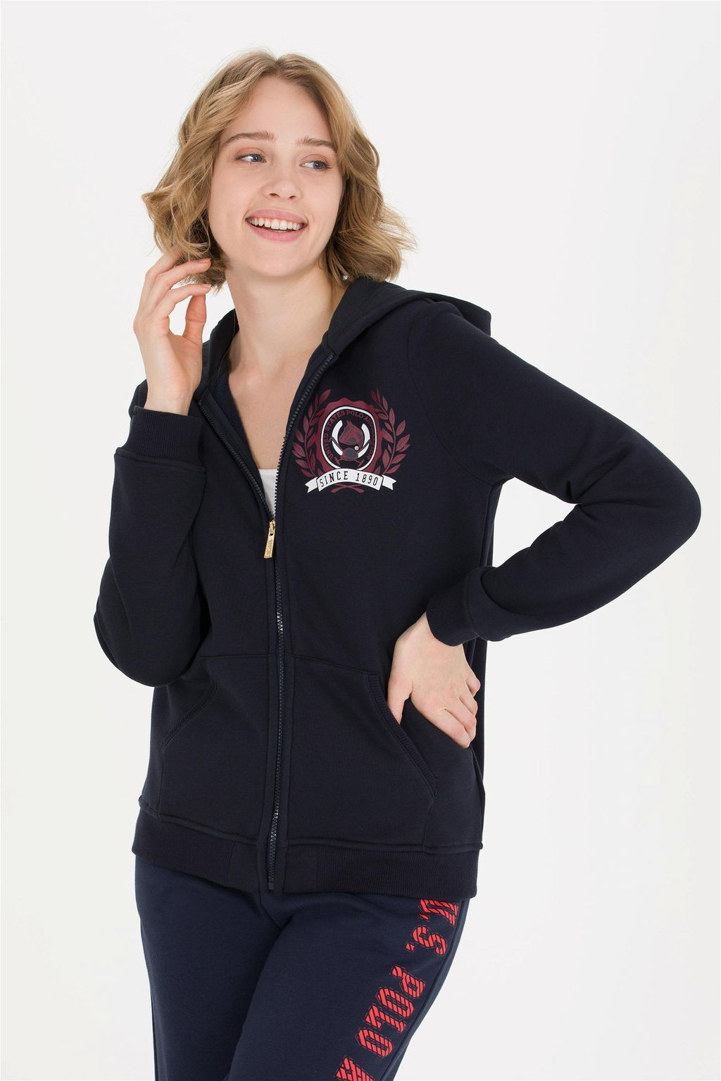 Женская темно-синяя толстовка с капюшоном Неожиданная скидка в корзине - U.s. polo assn фото 3