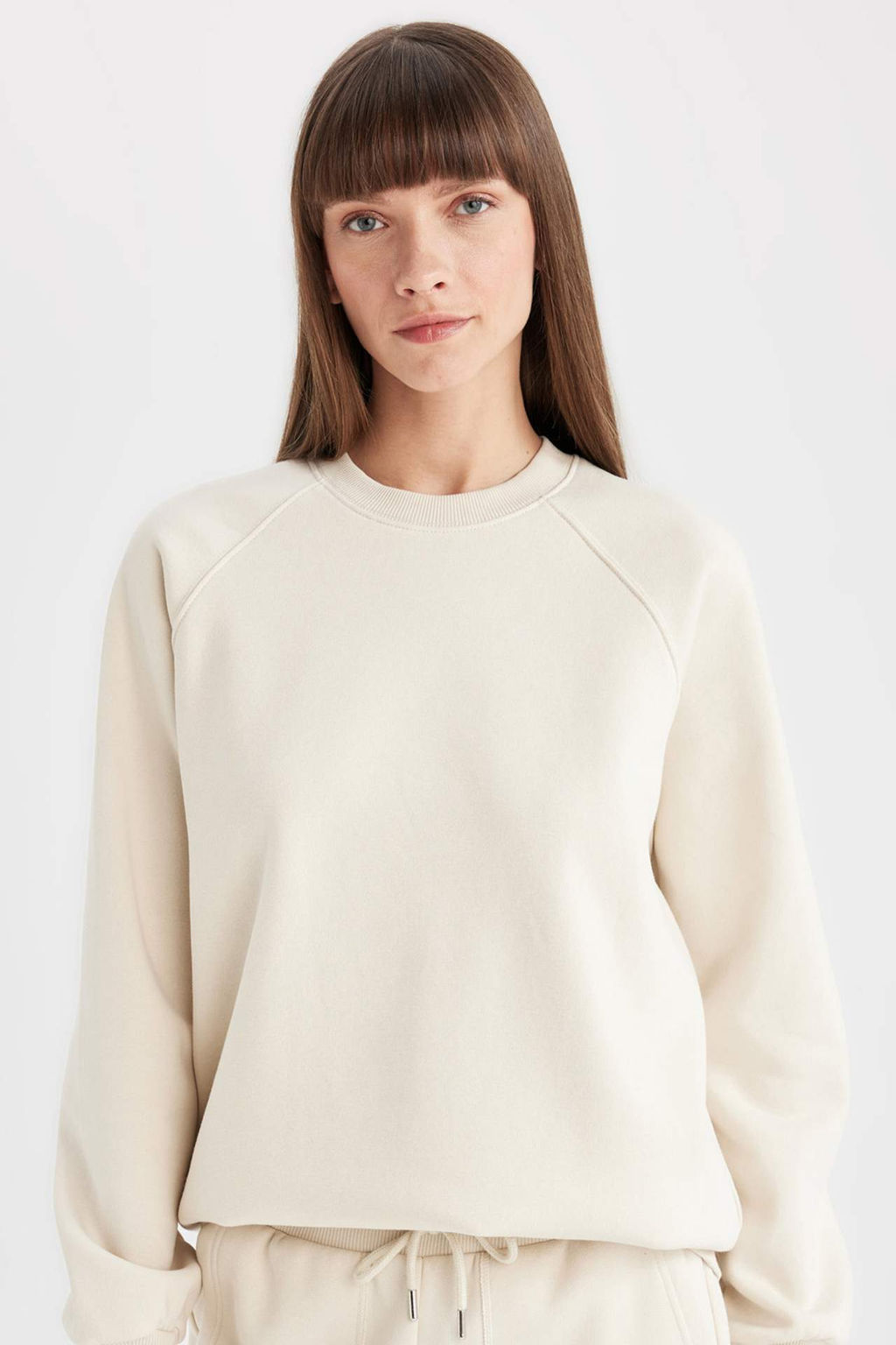 Oversize Genis Kal?p Bisiklet Yaka Kal?n Basic Duz Sweatshirt - Defacto фото 5
