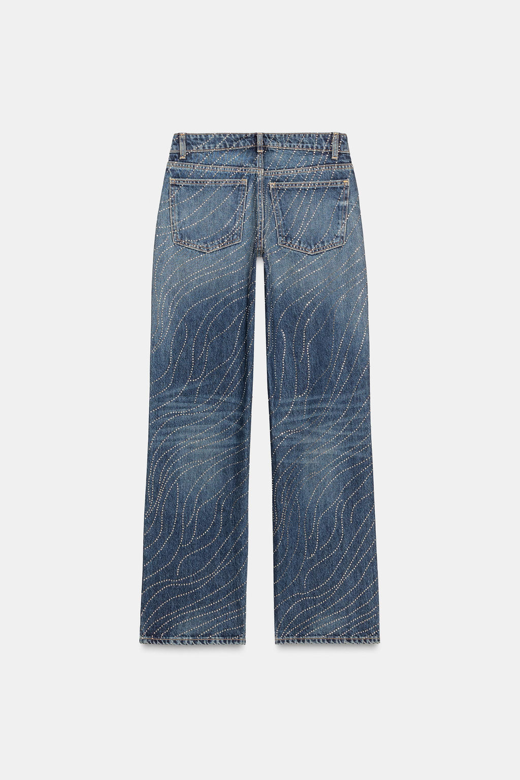 TRF LOW-RISE WIDE-LEG RHINESTONE JEANS - Zara фото 7
