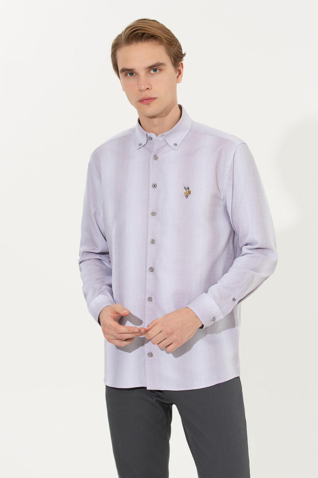 U. S. Polo Assn Мужская серая рубашка с длинным рукавом - U.s. polo assn фото 16