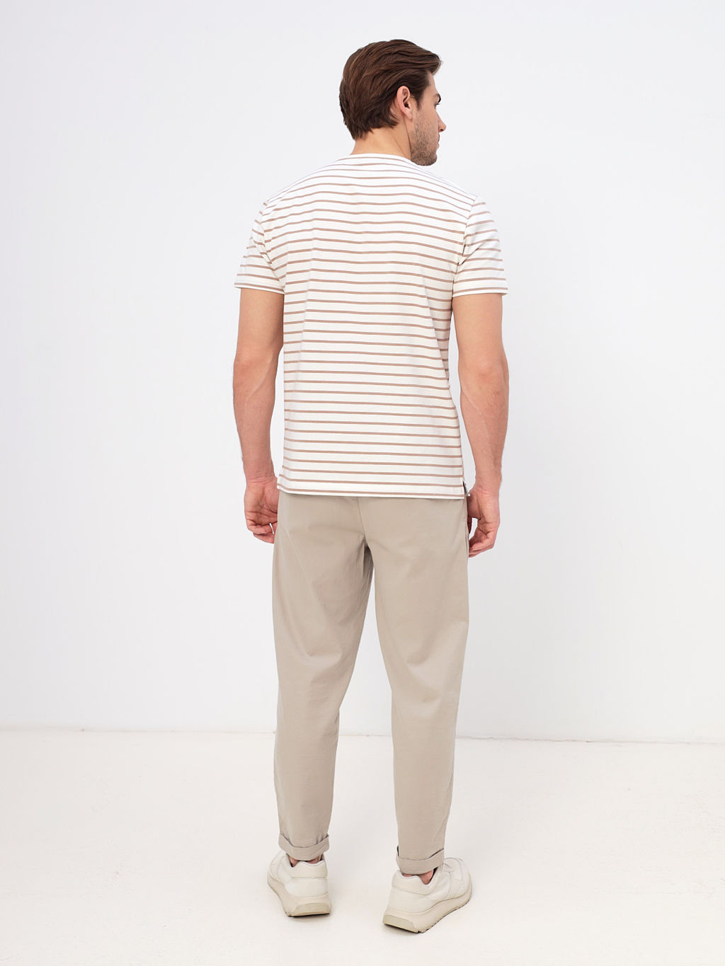 Футболка мужская короткий рукав GREG G145-KD4-UT24 (бежевая полоска)  фото 3