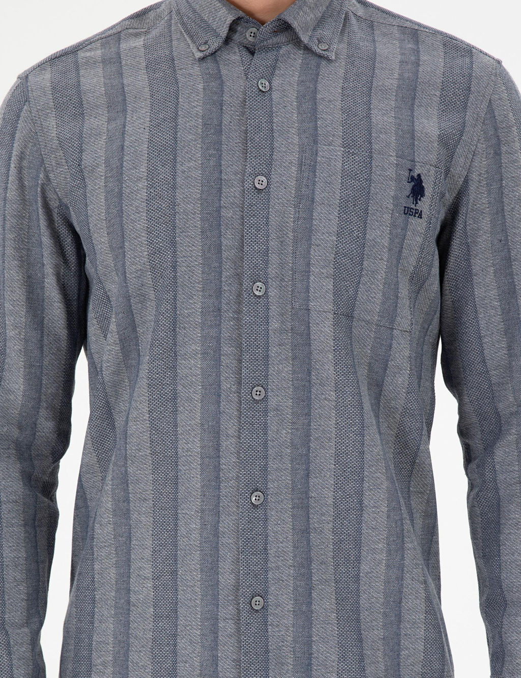 Мужская темно-синяя рубашка с длинным рукавом - U.s. polo assn фото 6