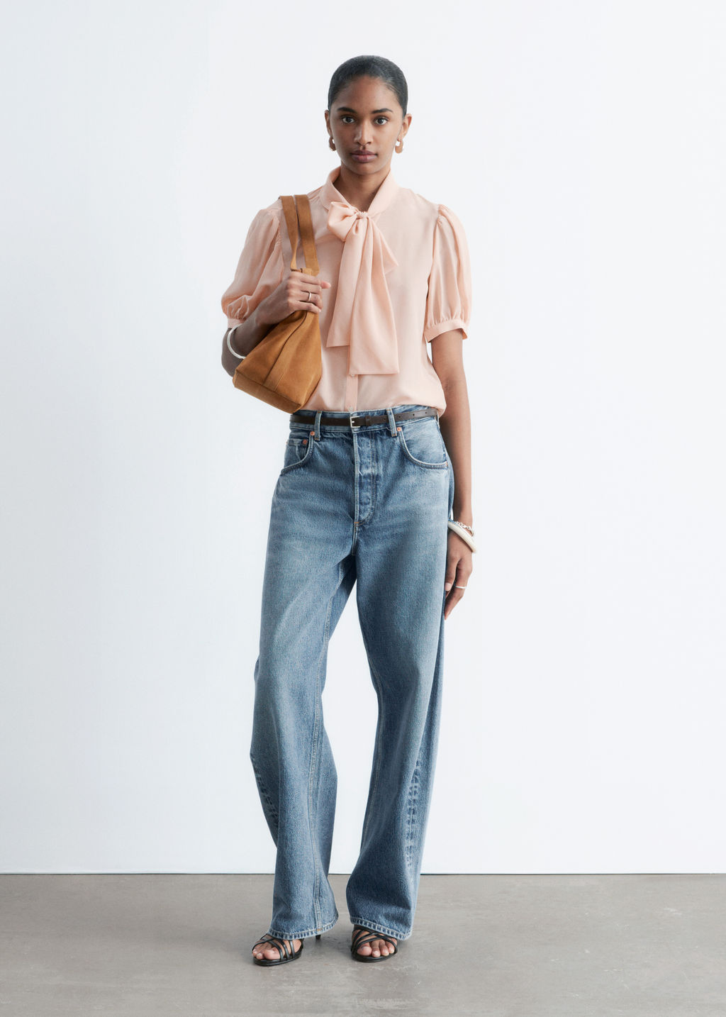 Blusa de seda estampada de cuello con lazo - H&m фото 6