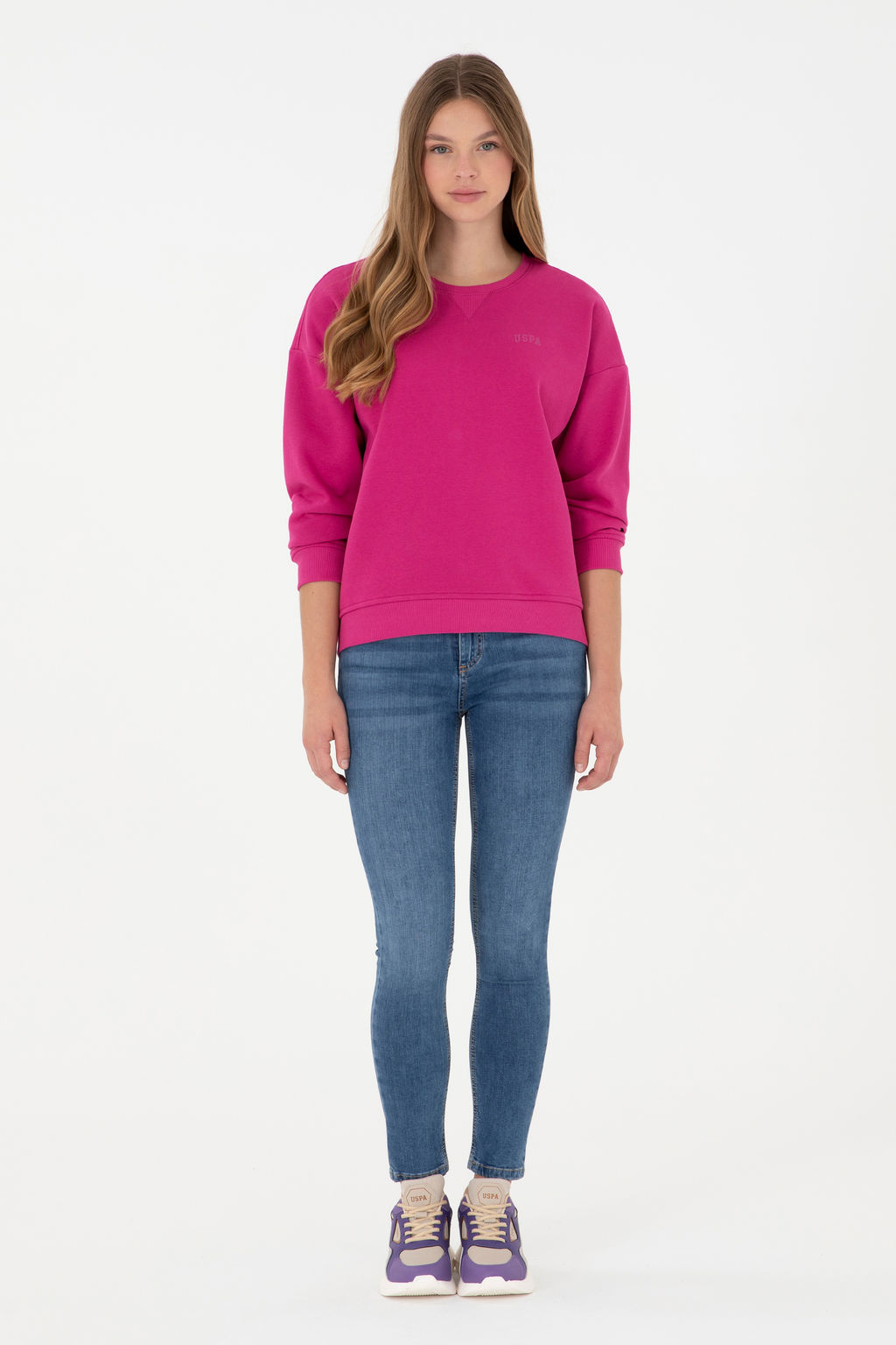 Женский базовый свитшот с круглым вырезом цвета фуксии - U.s. polo assn фото 18