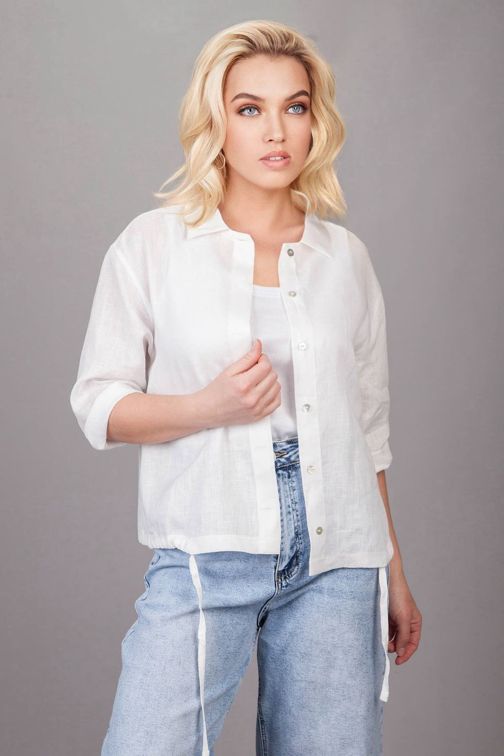 Блузка Лён 4387/01/Белый