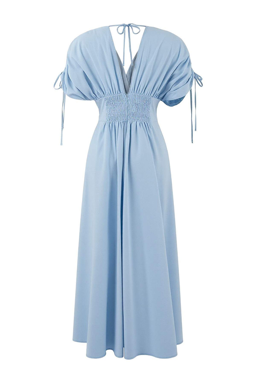 Ac?k Mavi 3 Boyutlu Cicek Detayl? Poplin S?k Abiye Gece Mezuniyet Elbisesi TPRSS24EL00282