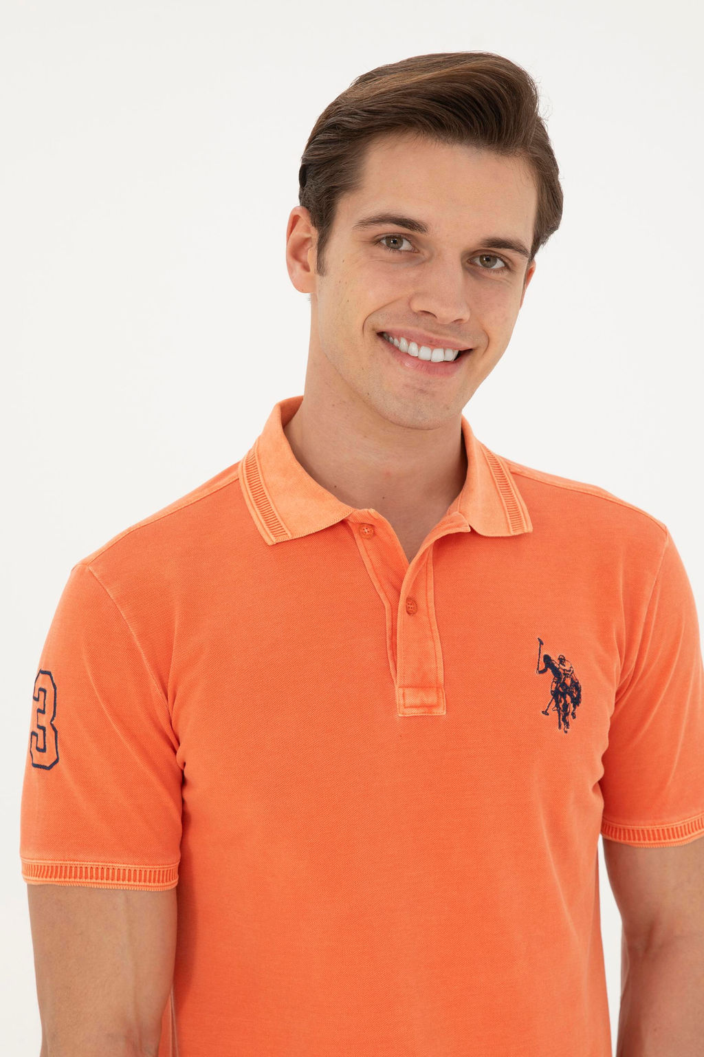 Мужская оранжевая базовая футболка с воротником-поло Неожиданная скидка в корзине - U.s. polo assn фото 2