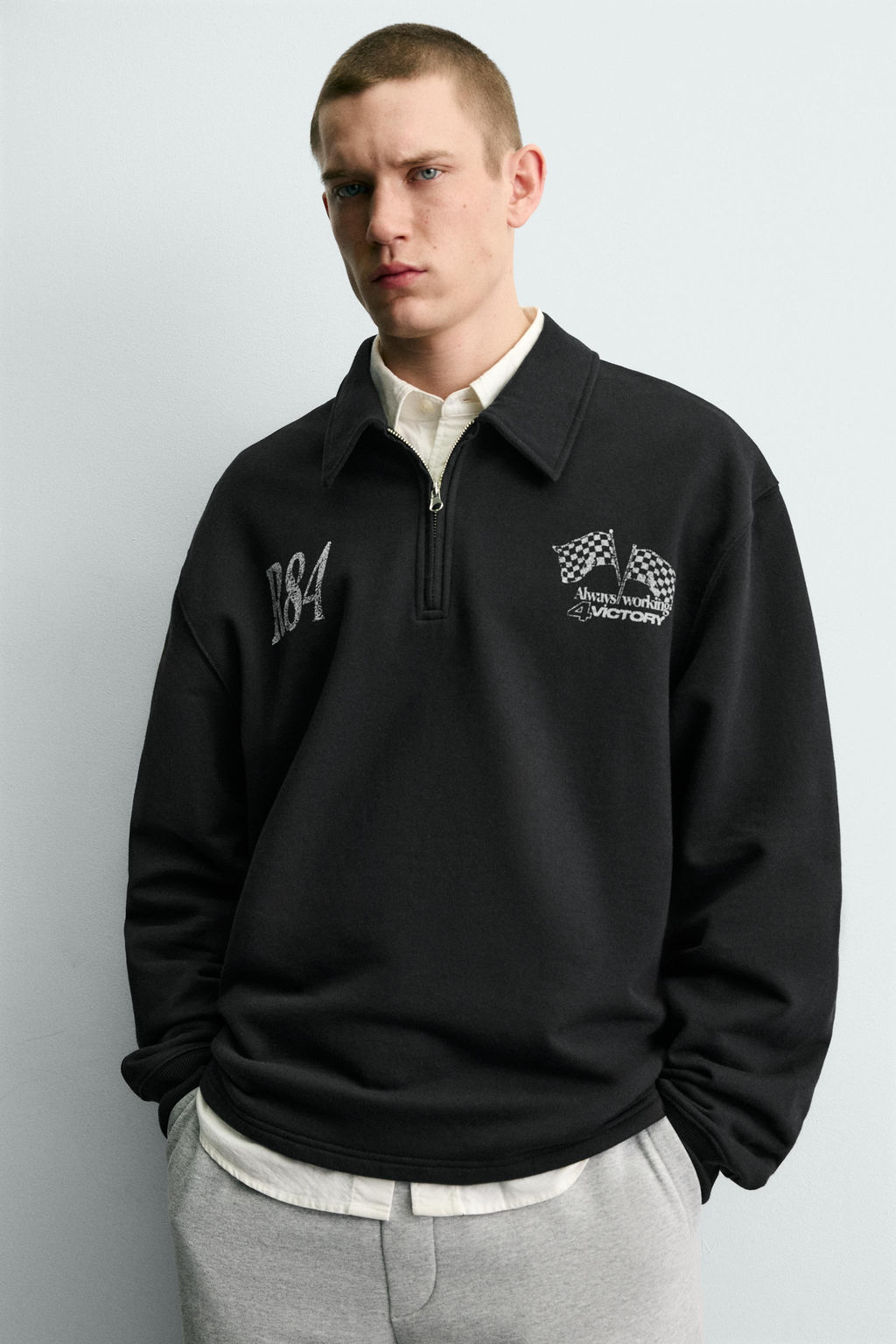 QUARTER-ZIP PRINTED SWEATSHIRT - Zara фото 13