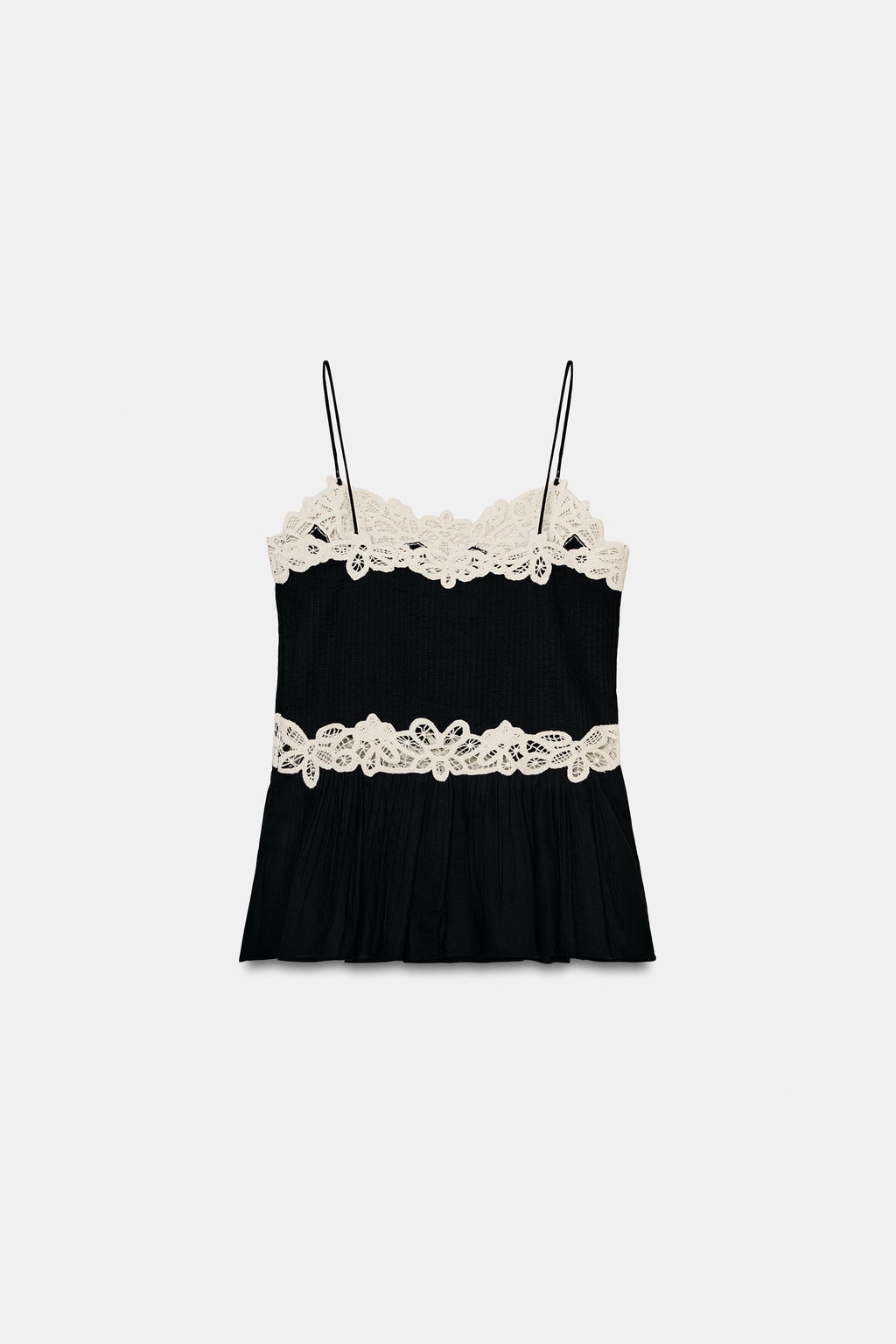 TOP ENCAJE CONTRASTE ZW COLLECTION / Blanco / Negro - Zara фото 7